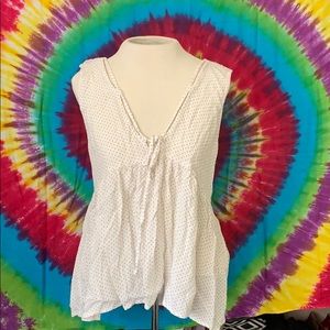 White top with black polka